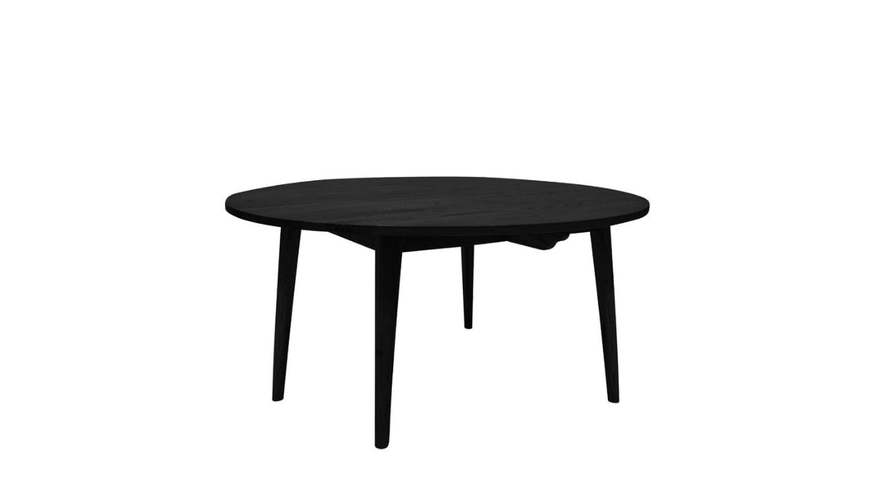 VAASA ROUND OAK DINING TABLE MATTE BLACK - 150CM