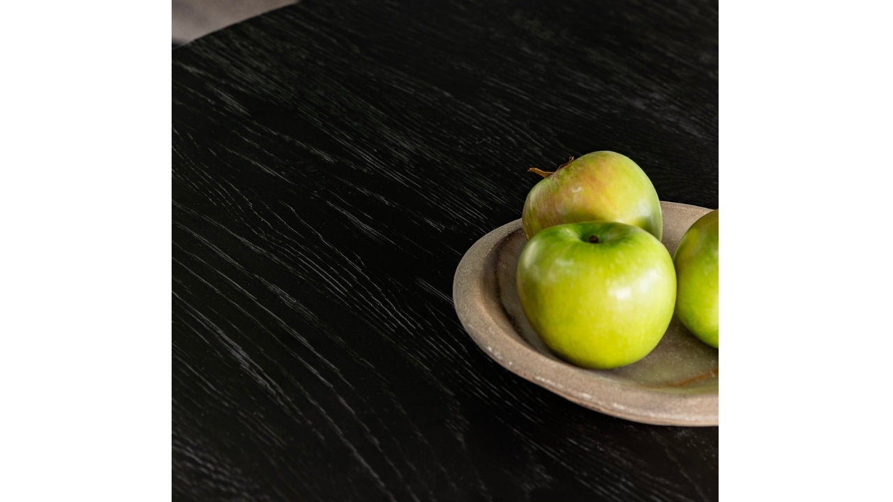 VAASA ROUND OAK DINING TABLE MATTE BLACK - 150CM
