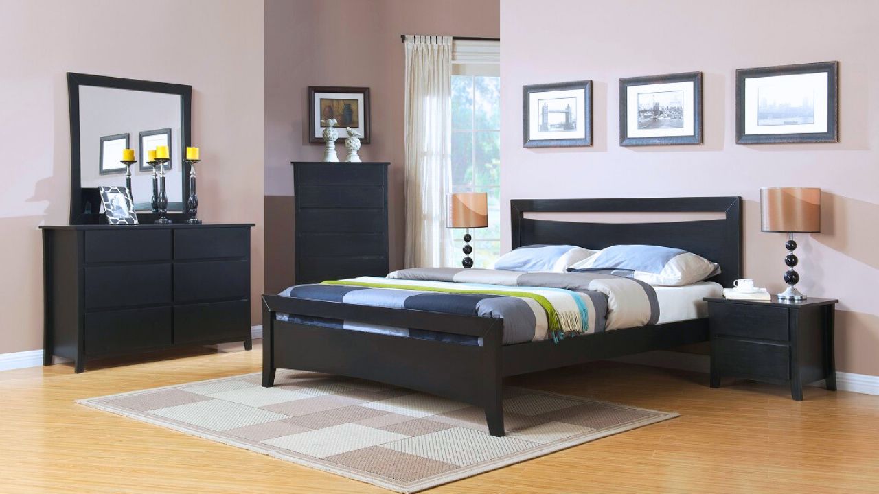 Rico Bedroom Suite 4PC (Double/Queen) (Black)