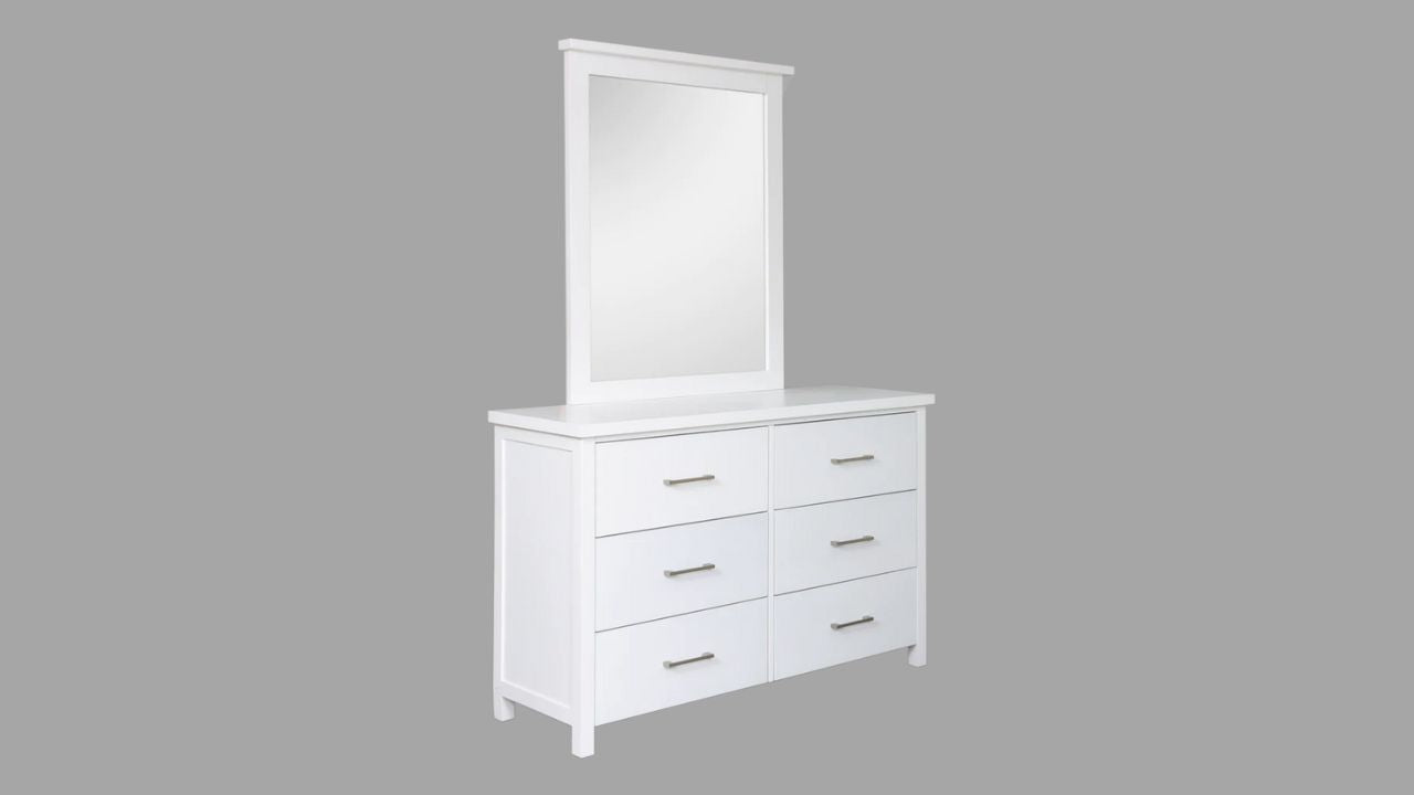 Arctic Dresser with Mirror 6 Drw
