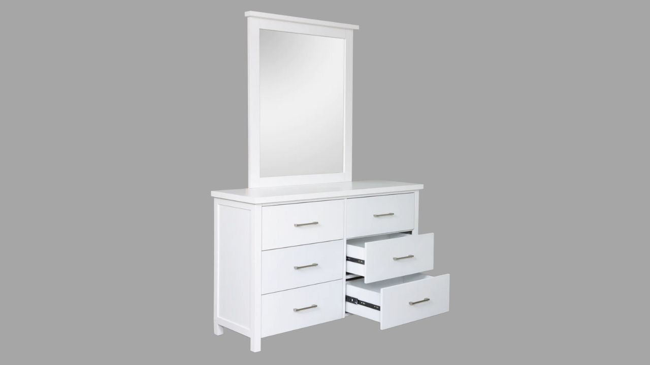 Arctic Dresser with Mirror 6 Drw