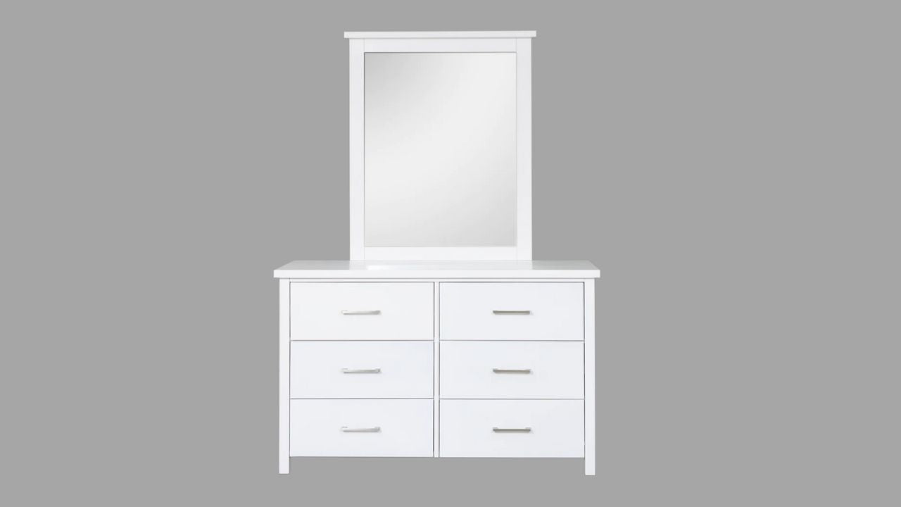 Arctic Dresser with Mirror 6 Drw