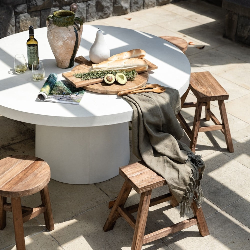 Milazzo Round Concrete Table- White 150cm
