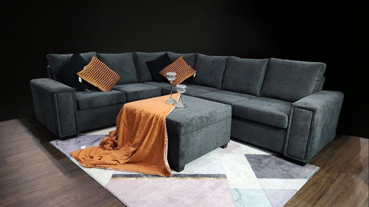 Kaimai Fabric Corner Lounge Suite with Ottoman (NZ Made)