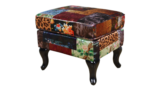 Cheetah Patchwork Ottoman