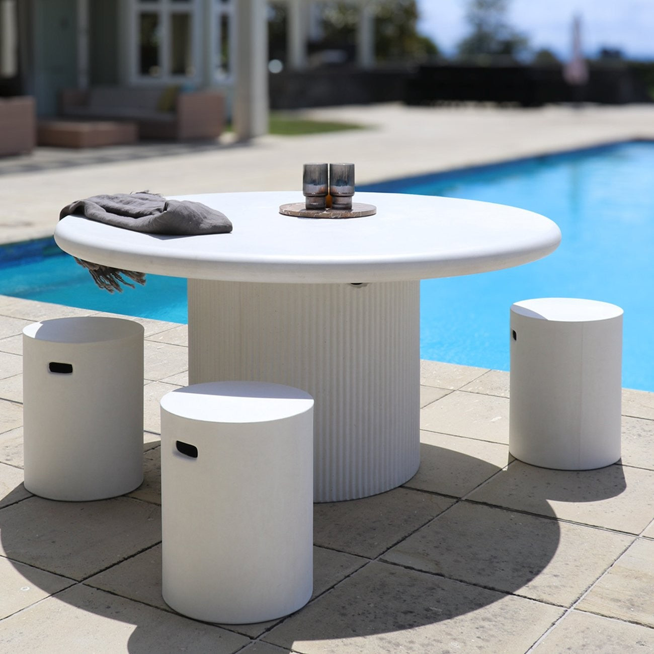 Patras Round Concrete Table White- 150cm