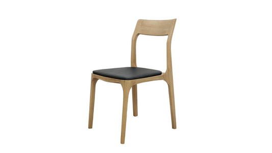 Cooper Stackable Dining Chair - Natural Frame / Black Leather