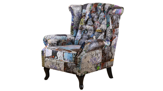 Tweet Patchwork Wing Chair Large