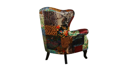 Cheetah Patchwork Wing Chair