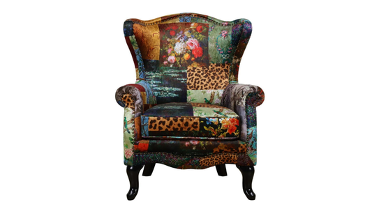 Cheetah Patchwork Wing Chair