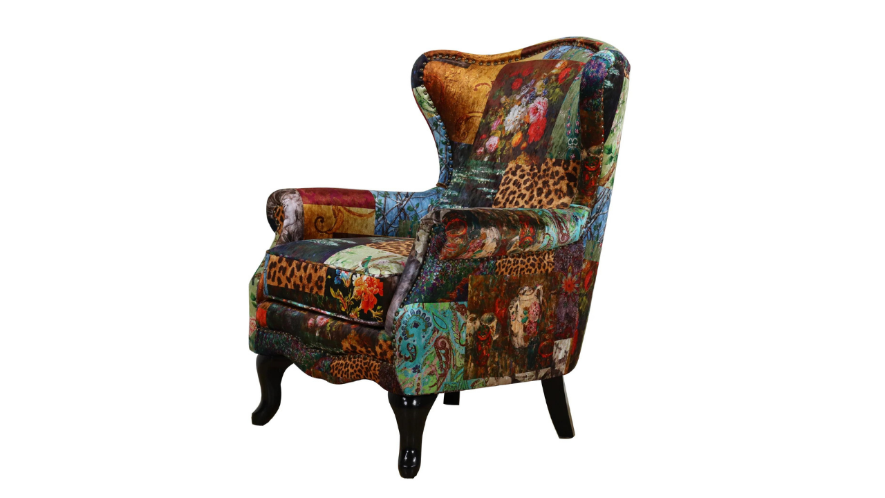 Cheetah Patchwork Wing Chair