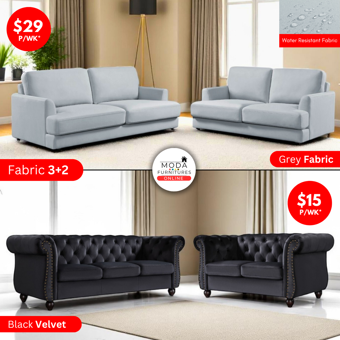 LYON - AURELIA Fabric Sofa Deals