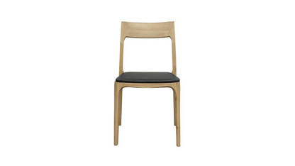 Cooper Stackable Dining Chair - Natural Frame / Black Leather
