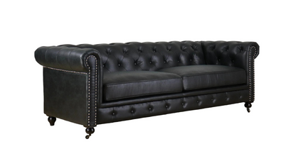 Monarch Chesterfield Leather Sofa (Black)