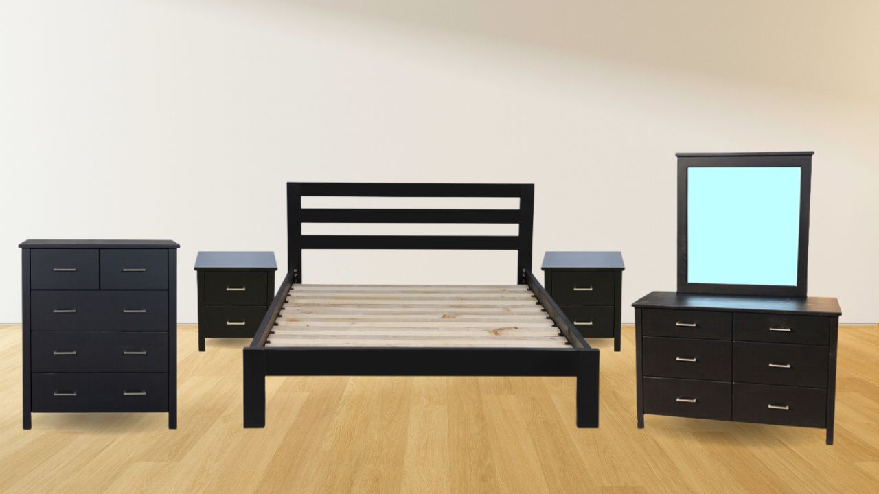 Nordic Bedroom Suite 5PC (Black)