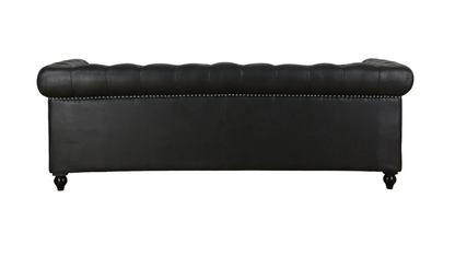 Monarch Chesterfield Leather Sofa (Black)