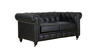 Monarch Chesterfield Leather Sofa (Black)