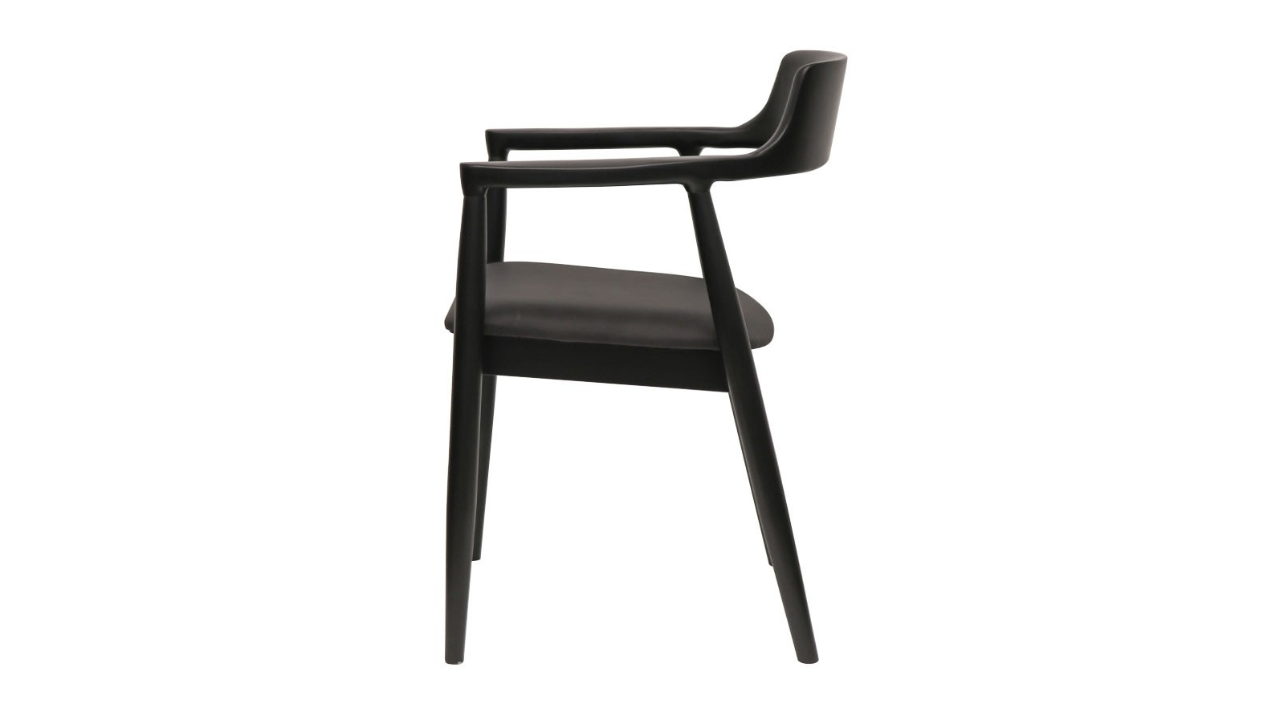 Ealing Dining Chair - Black Leather