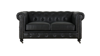 Monarch Chesterfield Leather Sofa (Black)