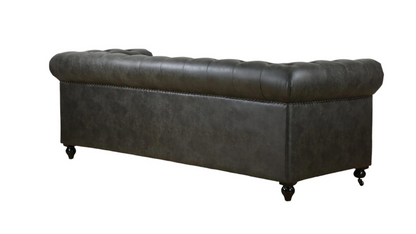 Monarch Chesterfield Leather Sofa (Charcoal)