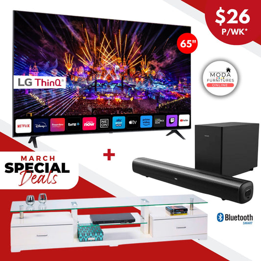 LG 65" TV Sound Bar Cabinet Special Combo
