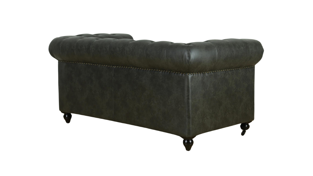 Monarch Chesterfield Leather Sofa (Charcoal)