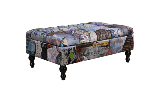 Tweet Patchwork Ottoman with Storage