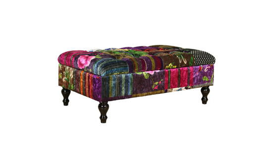 Mosaic Patchwork Ottoman with Storage