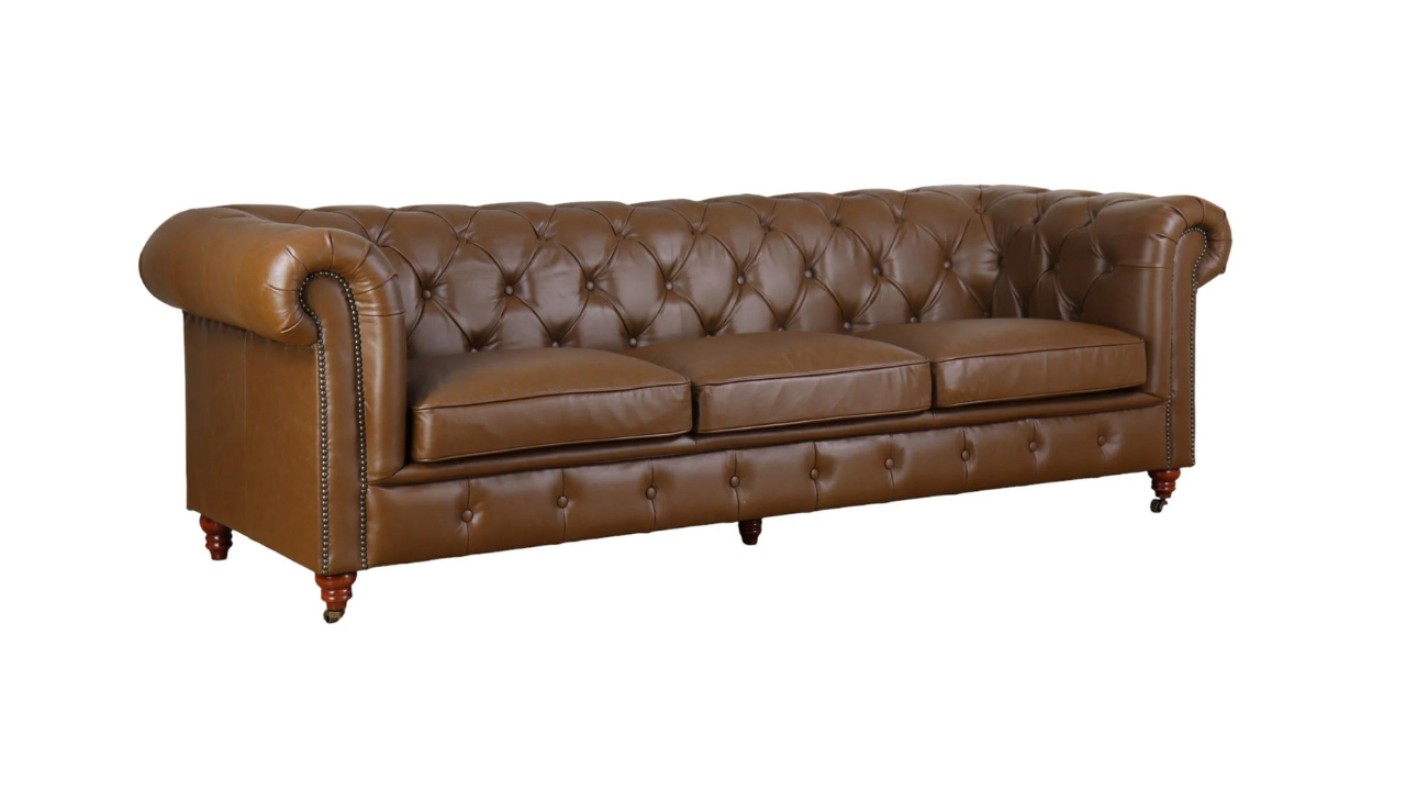 Kingston Chesterfield Leather Sofa (Putty)