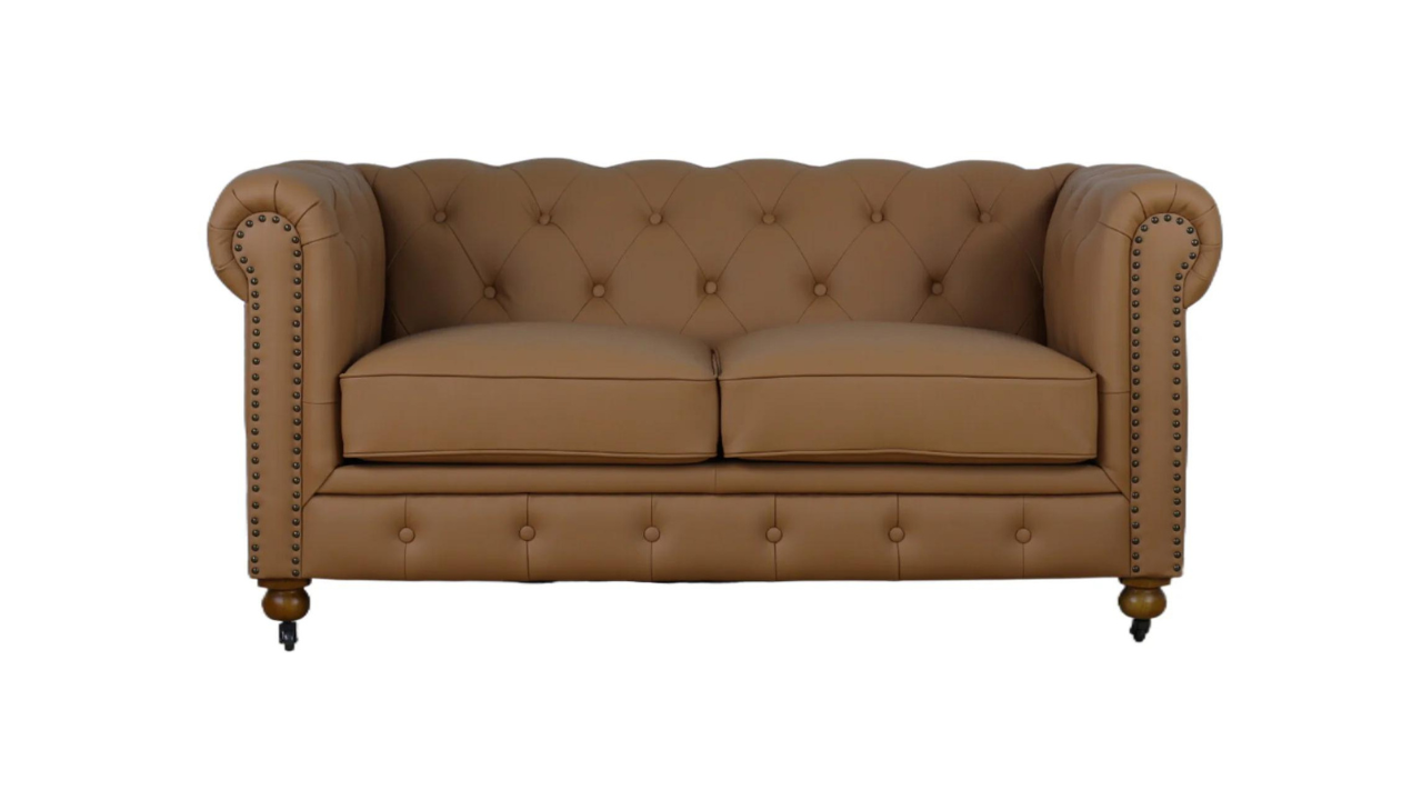 Monarch Chesterfield Leather Sofa (Putty)