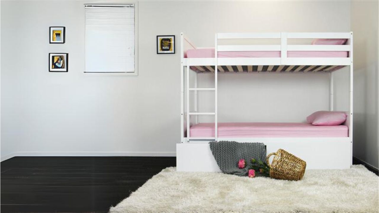 Rover Twin Bunk Bed with 2x Drawers (White)