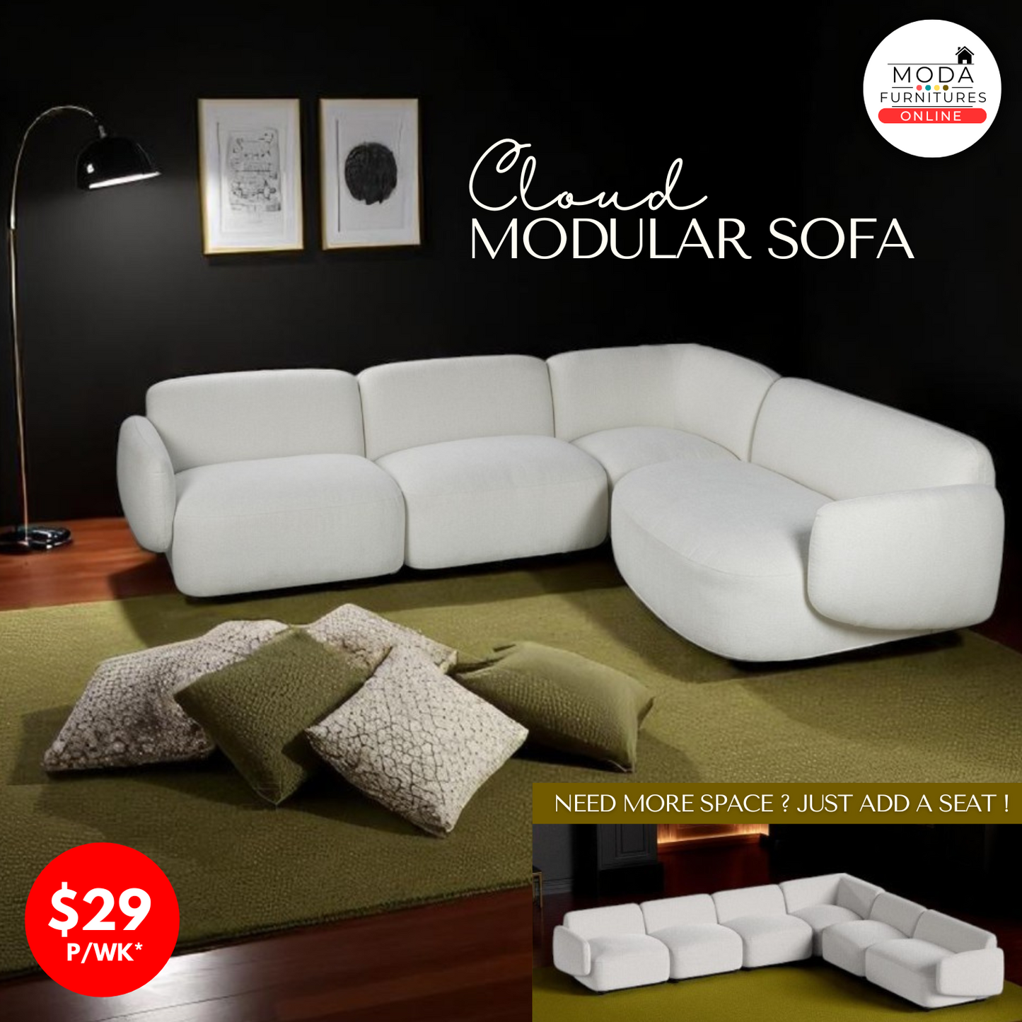 Cloud  Modular Corner Sofa 4PC