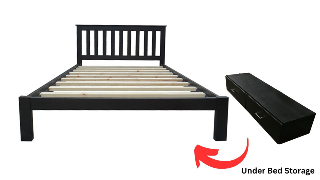York Bed Frame with Front Storage Drawers (Black)