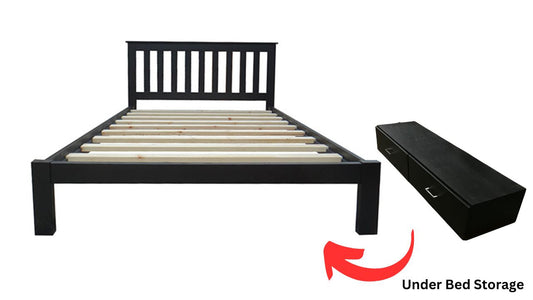 York Bed with Front Storage Drawers (Black)