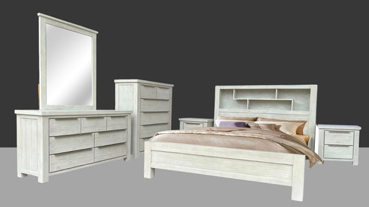 Boston Bedroom Suite with Bookcase 5PC (Queen)