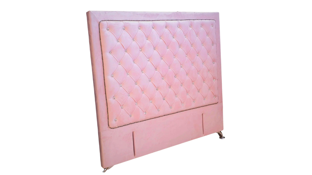 Ernust Buttoned Headboard - Pink Velvet