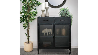 Bank Iron 2 Drawer Display Cabinet