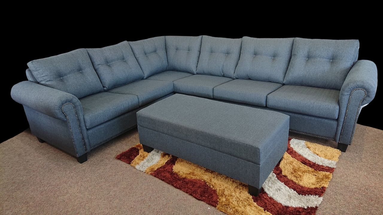 Camden Fabric Corner Sofa with Storage Ottoman (NZ Made)