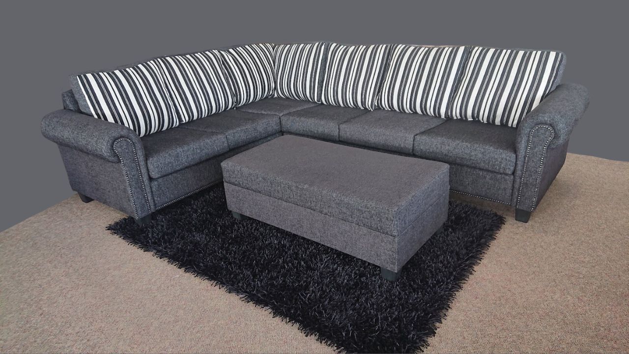 Compton Fabric Corner Sofa with Storage Ottoman (NZ Made)