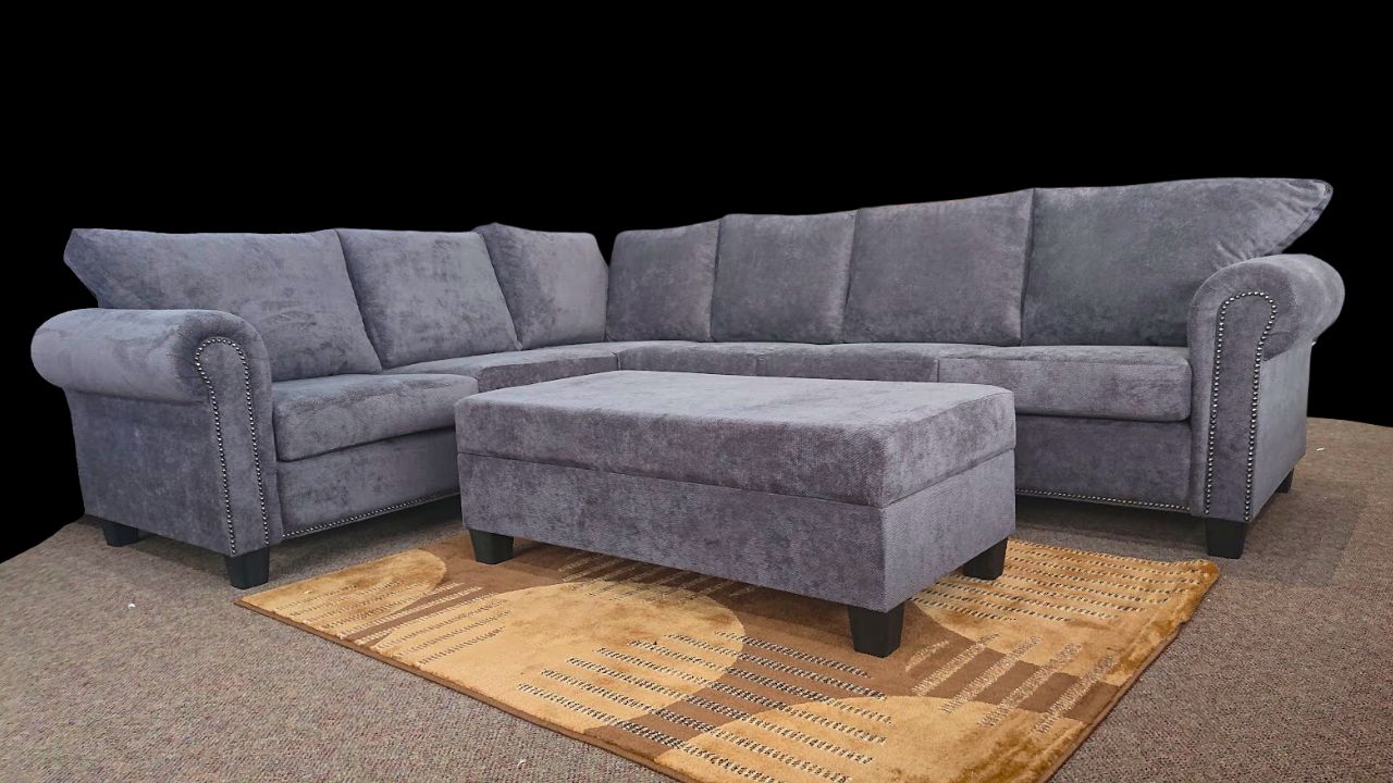 Kinsey Fabric Corner Sofa with Storage Ottoman (NZ Made)