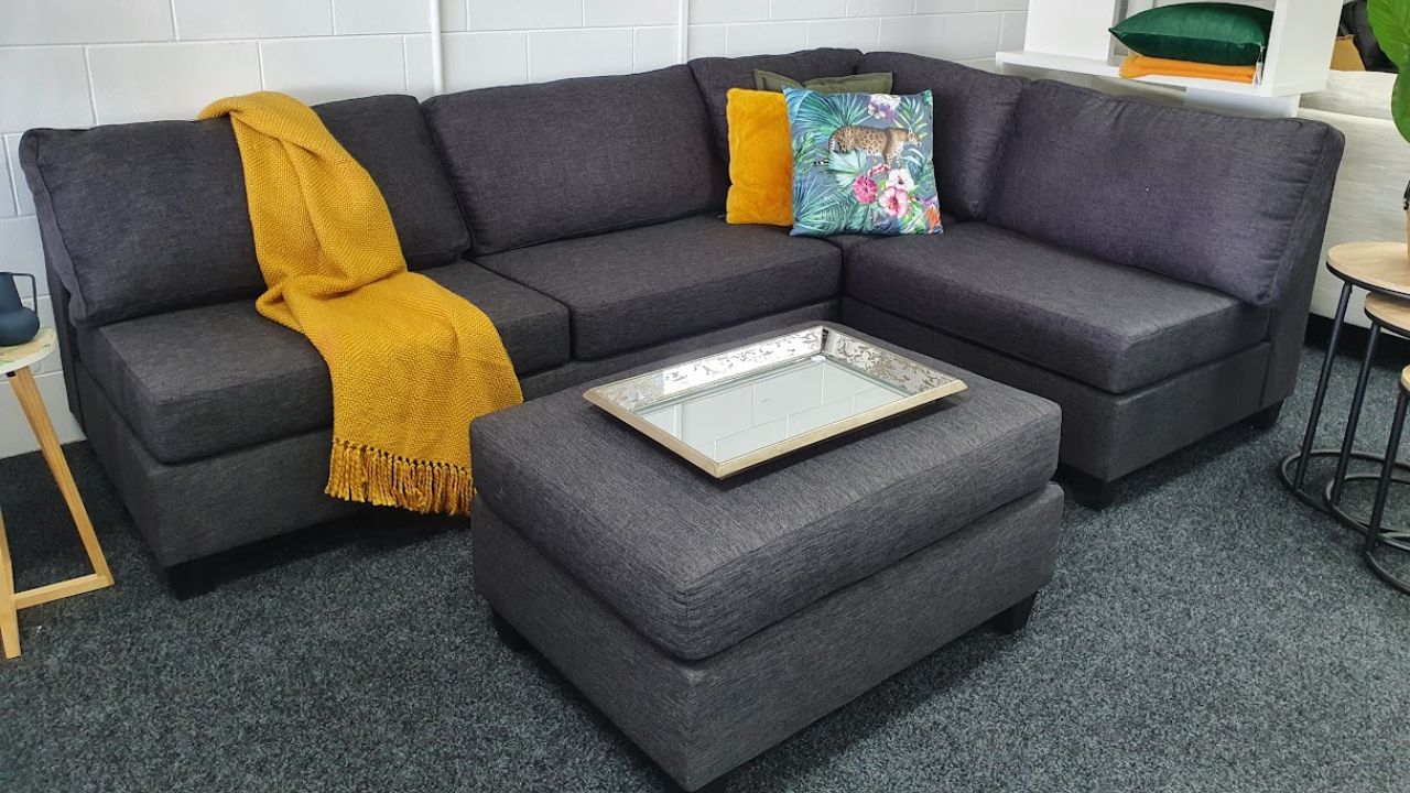 Mabel Fabric Modular Corner Sofa with Ottoman (NZ Made)
