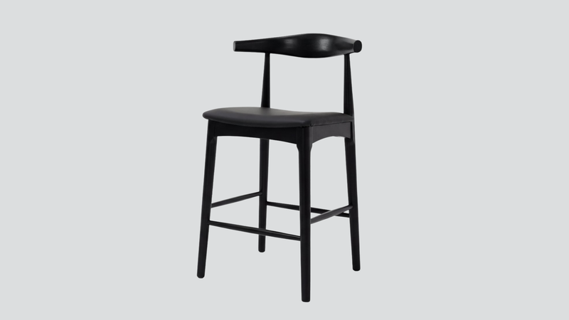 Bowen Barstool - 65cm - Black Frame / Black Leather