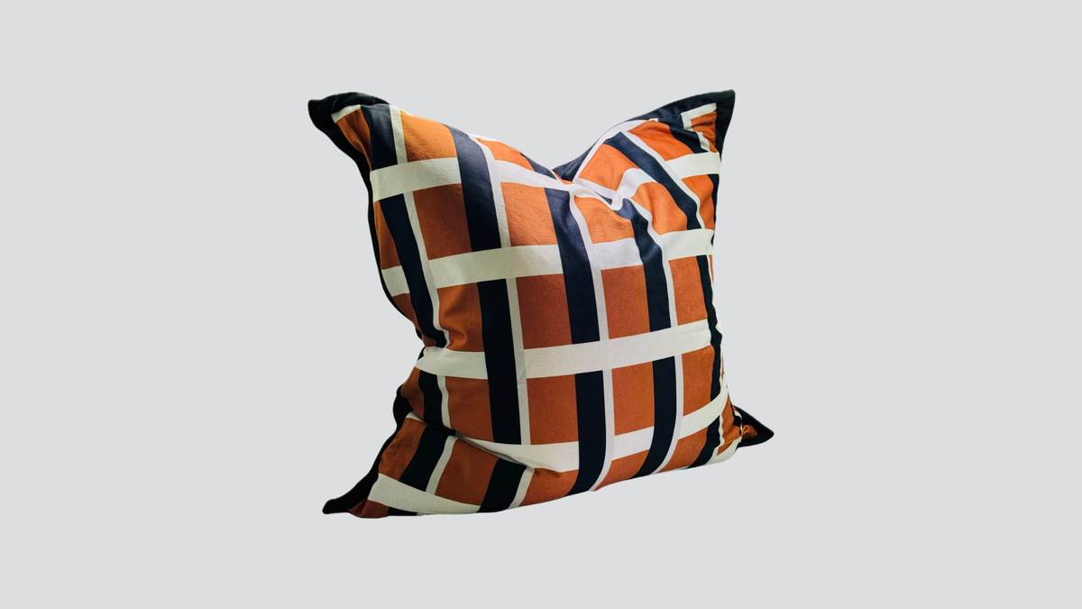 Printed cushion cover - orange velvet