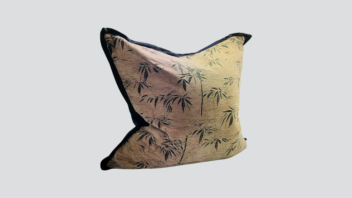 Bamboo leaf cushion cover - coffee jacquard