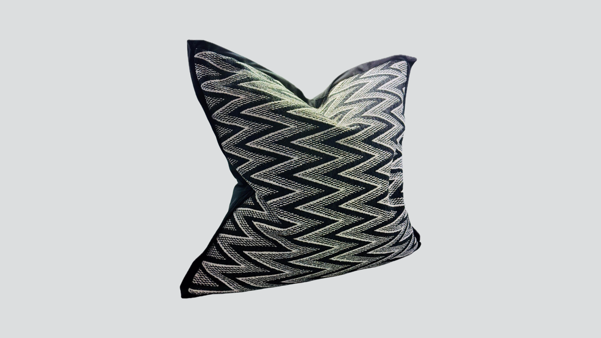 Jacquard cushion cover - black white jacquard