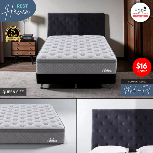 🏙️ CHELSEA QUEEN BED – Modern Comfort, Easy Living