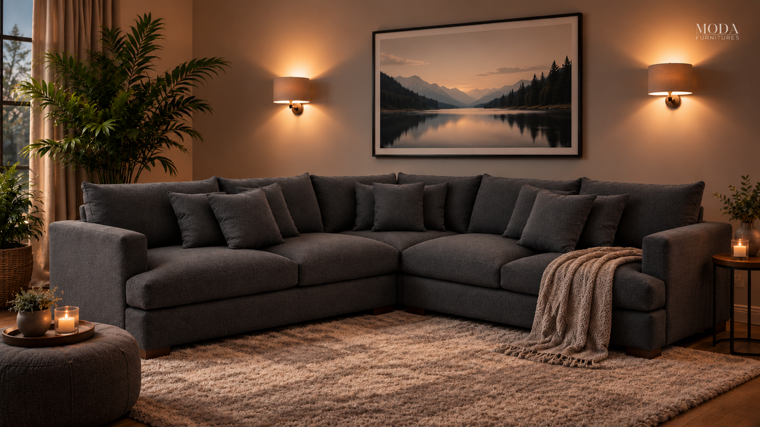 Crescent Corner Lounge Suite – Charcoal