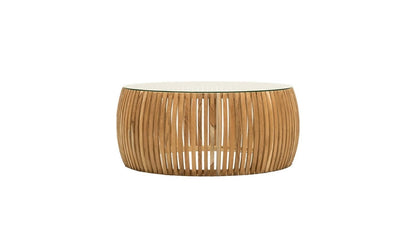 Crusoe Round Slatted Coffee Table - Natural