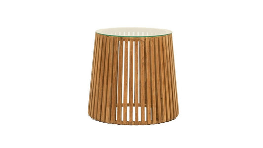 Crusoe Round Slatted Side Table