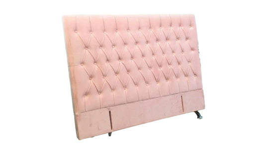 Efe Buttoned Headboard- Pink Velvet